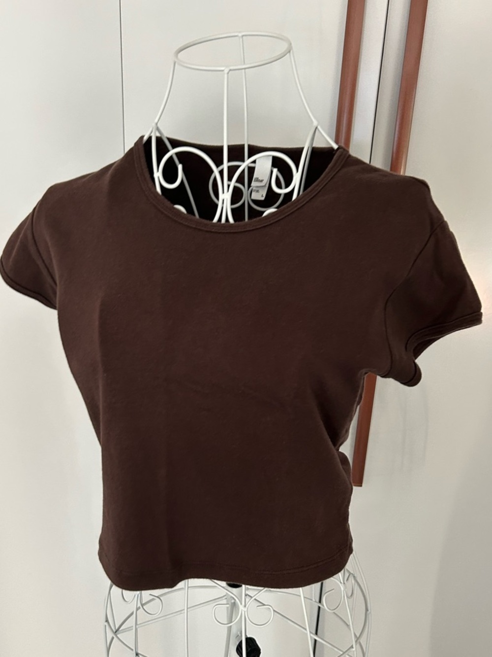 Los Angeles Apparel Dark Brown Short Sleeve Crop Top